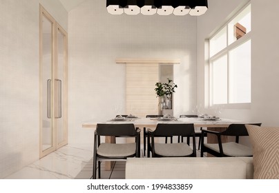 Interior Dinning Room , Illustrator,3d Rendering