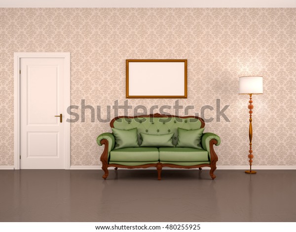 Interior Door Floor Lamp Blank Picture Stock Illustration