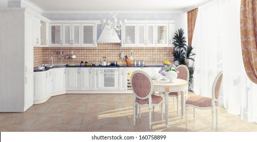 Interior Of Fashionable Kitchen. Cg