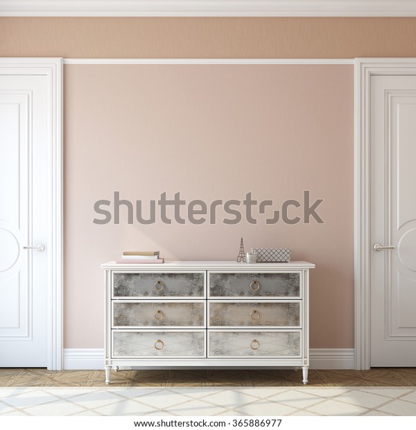 Interior Foyer Dresser Near Empty Pink Stock Illustration 365886977