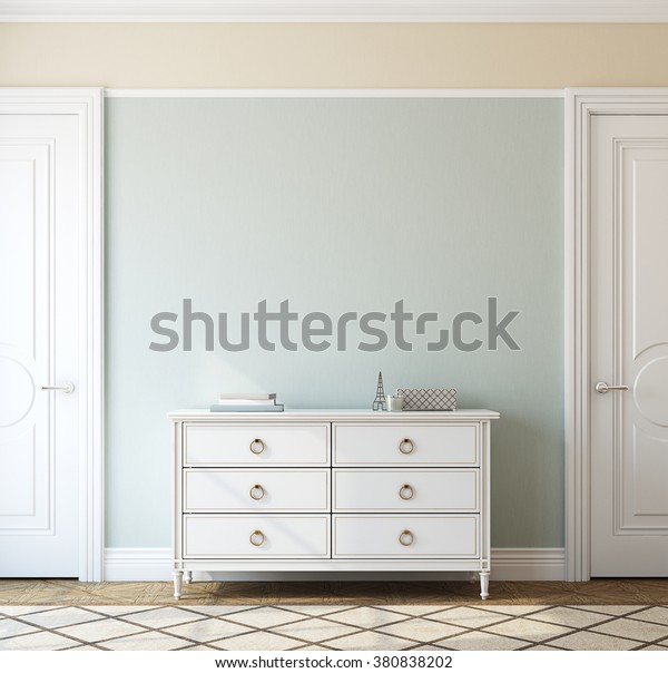 Interior Foyer Dresser Near Empty Blue Royalty Free Stock Image