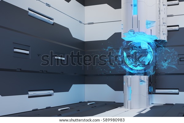 Interior Future Projection Earth Volume Hologram