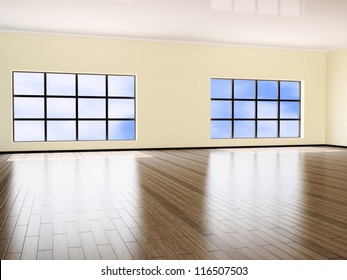 Interior of a hall with big window