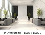 Interior of hotel and spa reception 3D illustration