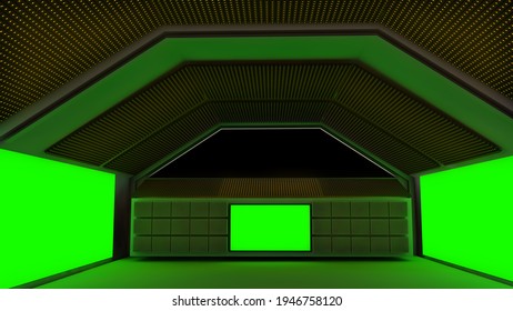 The Interior Of An Imaginary Spaceship. 3d Illustration