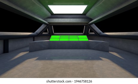 The Interior Of An Imaginary Spaceship. 3d Illustration