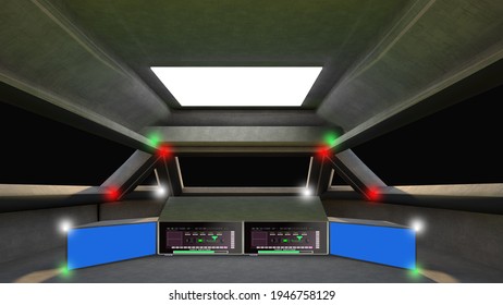 The Interior Of An Imaginary Spaceship. 3d Illustration