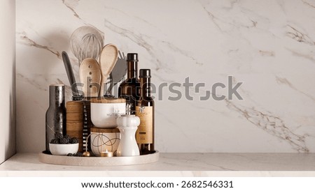 Interior kitchen counter for product background