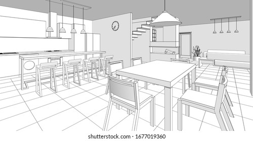 Kitchen Drawing Images, Stock Photos & Vectors | Shutterstock