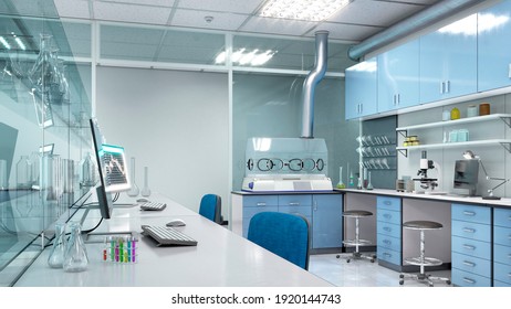実験室の中が広い 3dイラスト のイラスト素材 Shutterstock