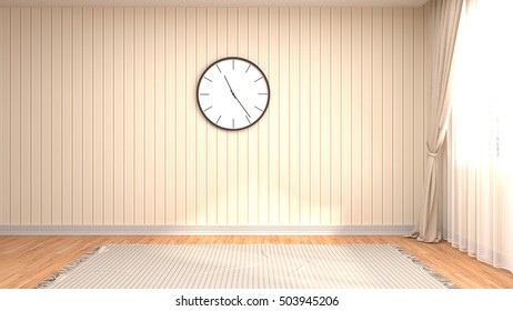 interior with large window. 3d illustration