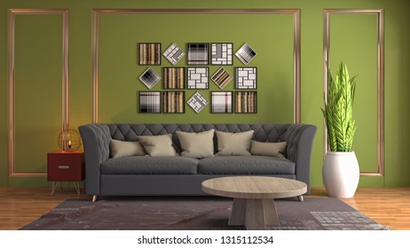 Stylish Interior Living Room Mint Sofa Stock Photo (edit Now) 1586033704