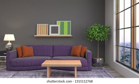 Interior of the living room. 3D illustration - Shutterstock ID 1315112768