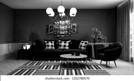 Interior of the living room. 3D illustration