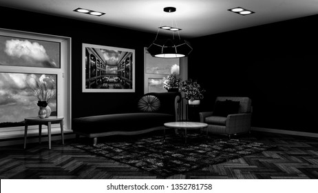 Home Theater Room Modern Luxury Interior Stock Illustration 711245848