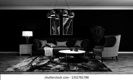 Interior of the living room. 3D illustration - Shutterstock ID 1352781788