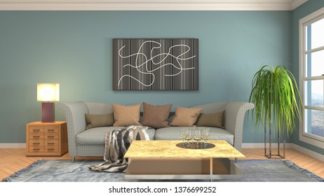 Interior of the living room. 3D illustration - Shutterstock ID 1376699252