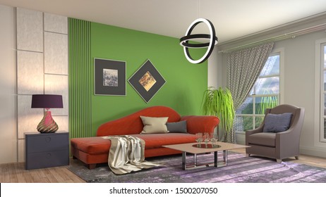 3d Rendering Interior Modern Living Room Stock Illustration 683243812 ...