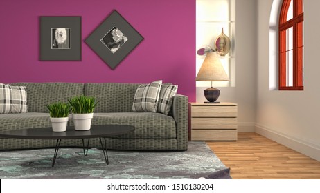 Home Interior Ethnic Boho Decoration Living Stock Illustration 1673749537