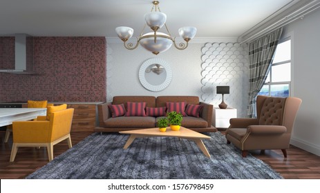 Home Interior Ethnic Boho Decoration Living Stock Illustration 1673749537