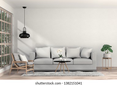 Empty Living Room Blue Fabric Sofa Stock Illustration 1064725343 ...