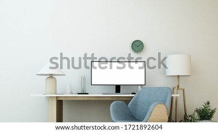 The interior minimal work space 3d rendering