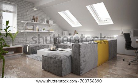 Interior of a modern loft - 3 D render using 3 d s Max