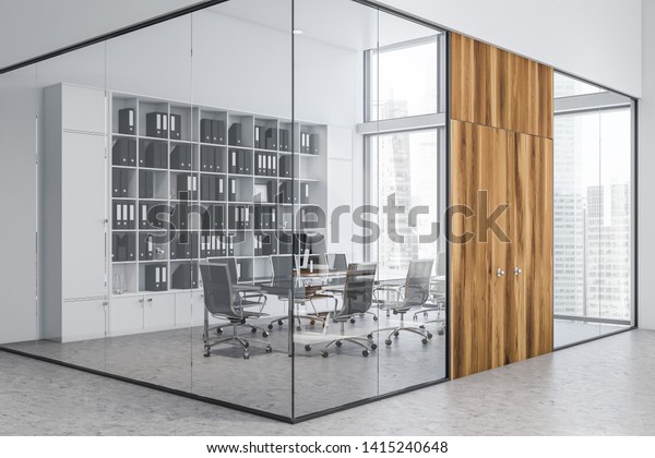 Interior Modern Meeting Room White Glass Stock Illustration 1415240648