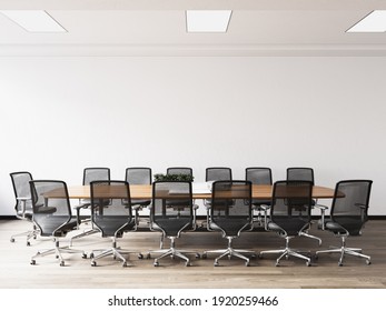 Interior Modern Office Meeting Room Wall Mockup - 3d Rendering, 3d Illustration 