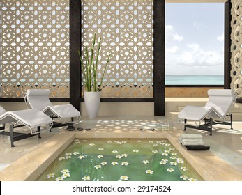 Interior Of The Modern Spa 3D Rendering