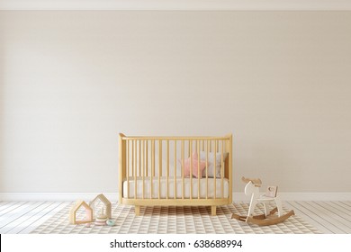 Interior Of Nursery In Scandinavian Style. 3d Render.