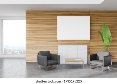 Interior Office Waiting Room White Wooden Stock Illustration 1735195220