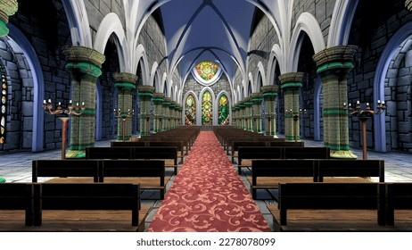 Interior of an old medieval temple