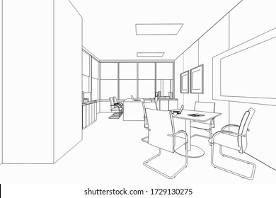 Featured image of post Modern Office Interior Sketch / Sketch interior comfortable workplace vector.