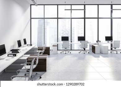 Modern Open Space Office Interior Rows Stock Illustration 1074752963 ...