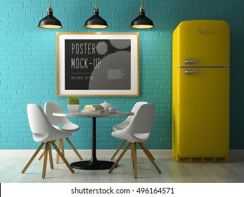 Interior with poster mock up 3D rendering - Powered by Shutterstock