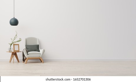 Interior poster mock up living room with colorful white sofa . 3D rendering. 