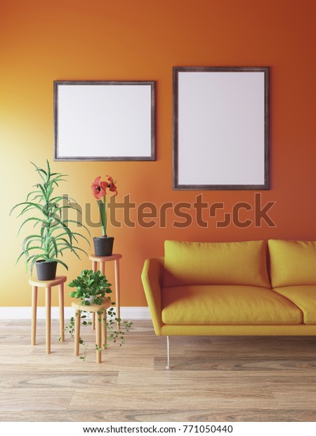 Download Interior Poster Mockup 3d Render Stock Illustration 771050440 PSD Mockup Templates