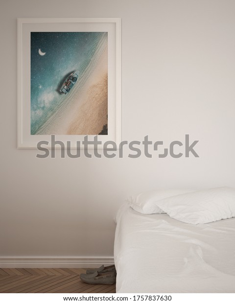 Download Interior Poster Mockup Minimal White Bedroom Stock Illustration 1757837630