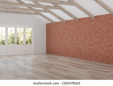 The interior of a private house. Empty room. 3d rendering.