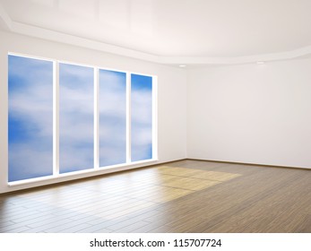 Interior of a room with big window
