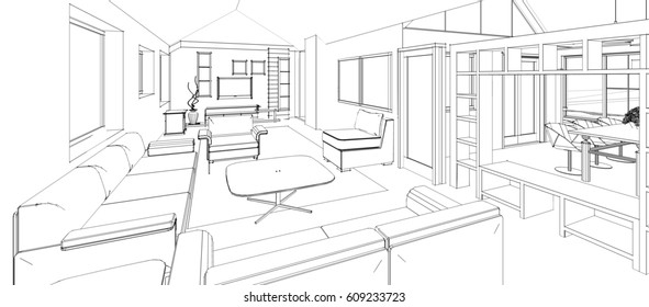 Childrens Kids Room Graphical Sketch Interior Stock Illustration 437839354