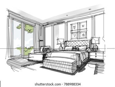 Bilder Stockfotos Und Vektorgrafiken Bedroom Sketch