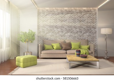 White Living Room Interior Sofa Winter Stock Illustration 540198256 ...