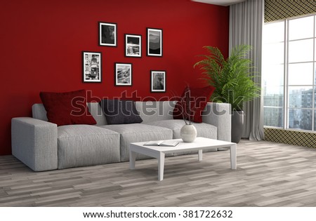 interior with sofa. 3d illustration