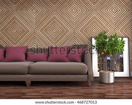 interior with sofa. 3d illustration