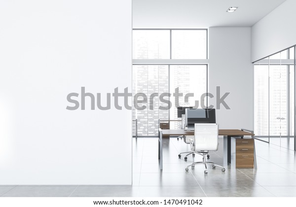 Interior Spacious Open Space Office White Stock Illustration