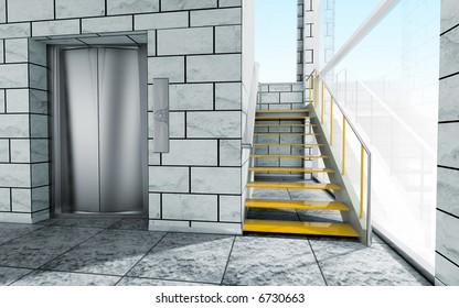 interior with stairs and elevator