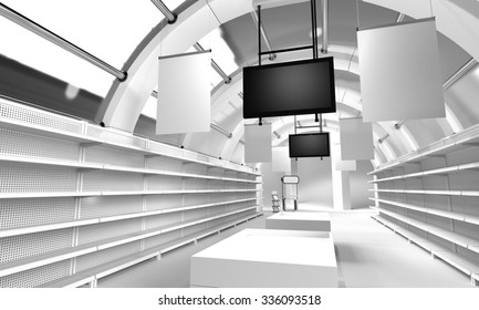 Interior Of A Store. 3D Rendering