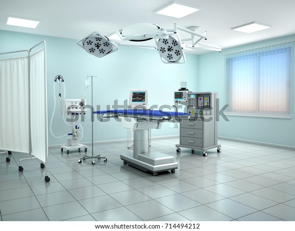 Interior View Operating Room Blue Tone Stock Image